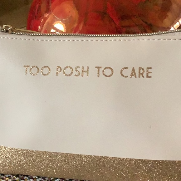 POSH Makeup bag or wristlet To Posh to Care gold bone zipper handle spar… - Picture 2 of 9